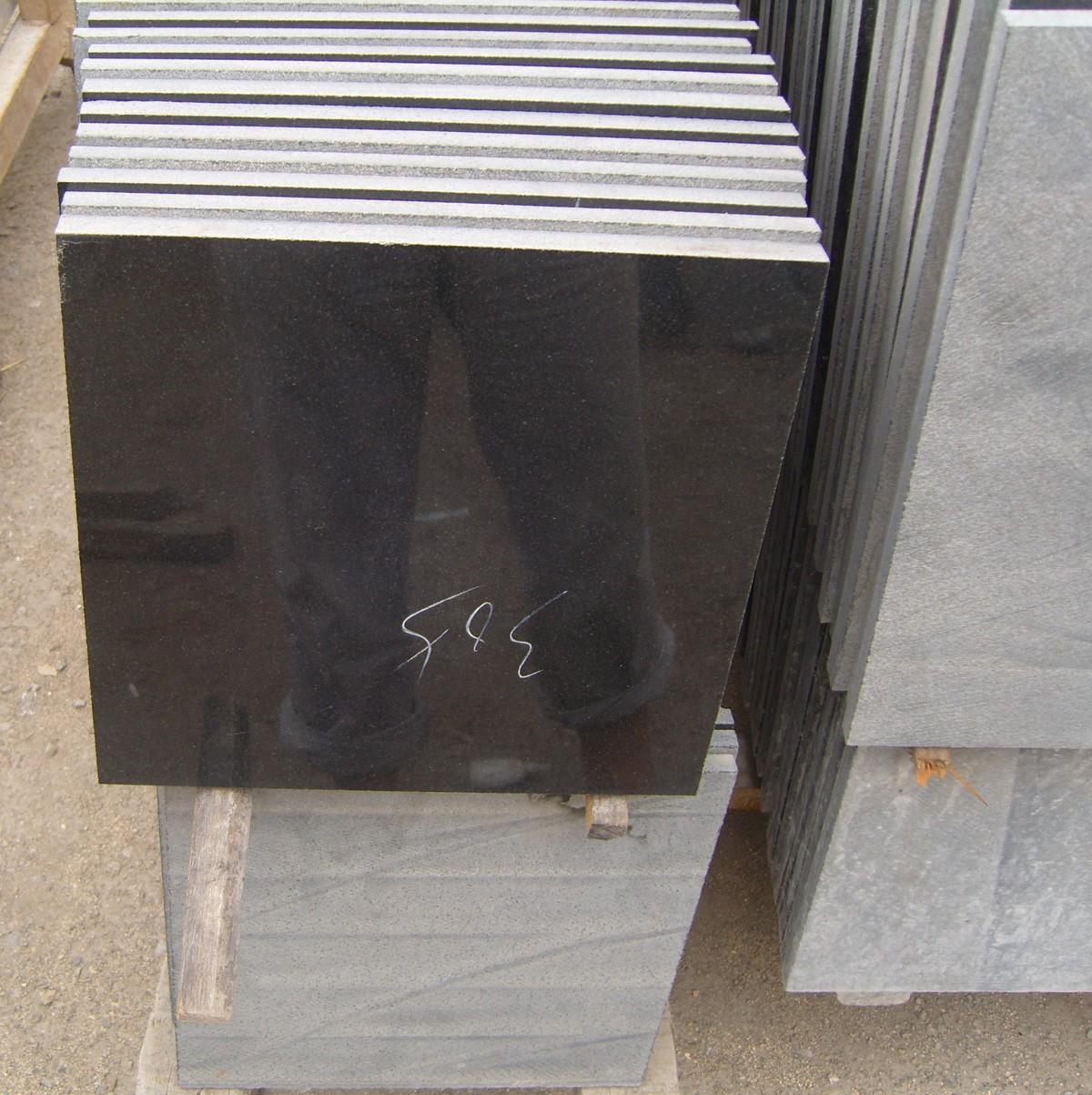 Polished black granite tiles