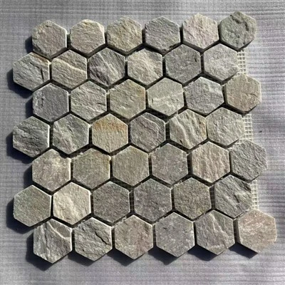 Liuskekivi kuusikulmio mosaiikki laatta