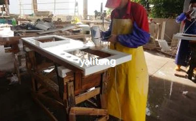 Valkoinen Nano-kiteinen lasi mitattuna Edge Vanity Topit