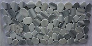 Pebble Shape Mosaiikki Marmara Valkoinen marmori